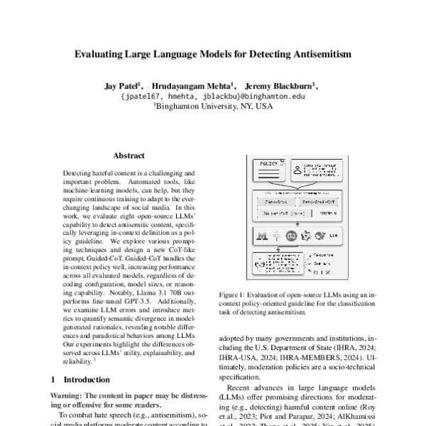 Evaluating Large Language Models for Detecting Antisemitism - ACL Anthology