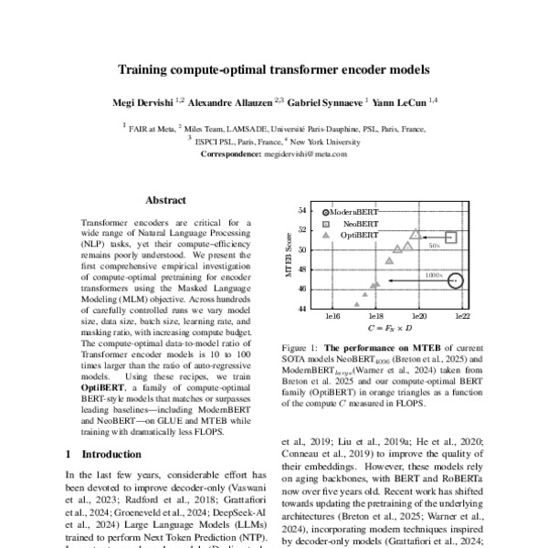 Training compute-optimal transformer encoder models - ACL Anthology
