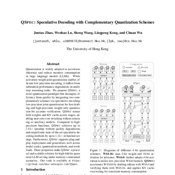 QSpec: Speculative Decoding with Complementary Quantization Schemes ...