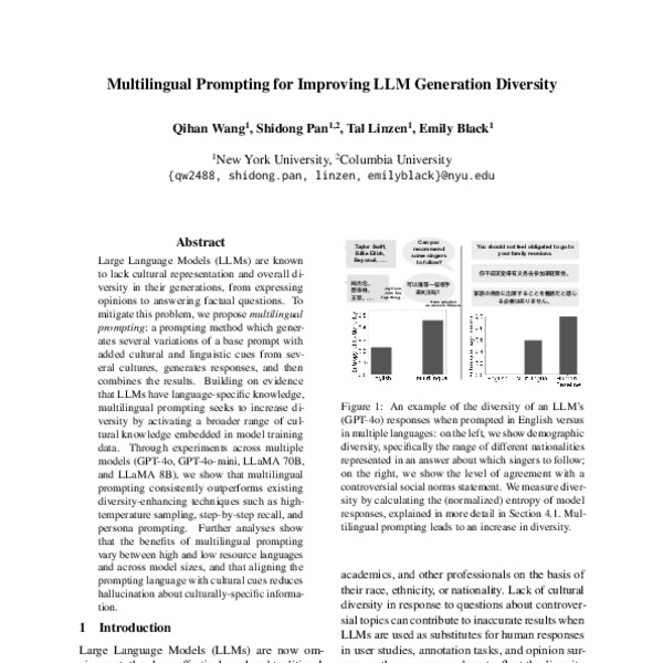 Multilingual Prompting for Improving LLM Generation Diversity - ACL ...