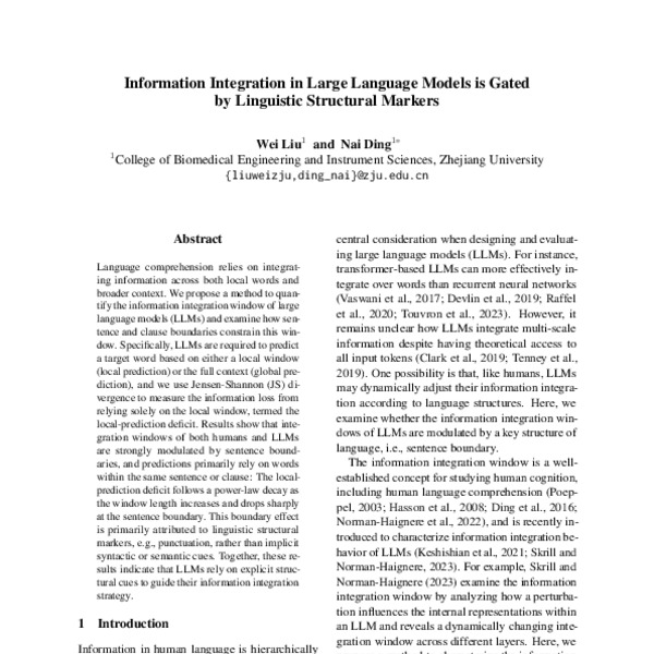 Information Integration in Large Language Models is Gated by Linguistic ...