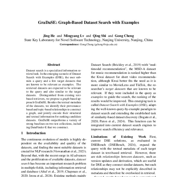 GraDaSE: Graph-Based Dataset Search with Examples - ACL Anthology