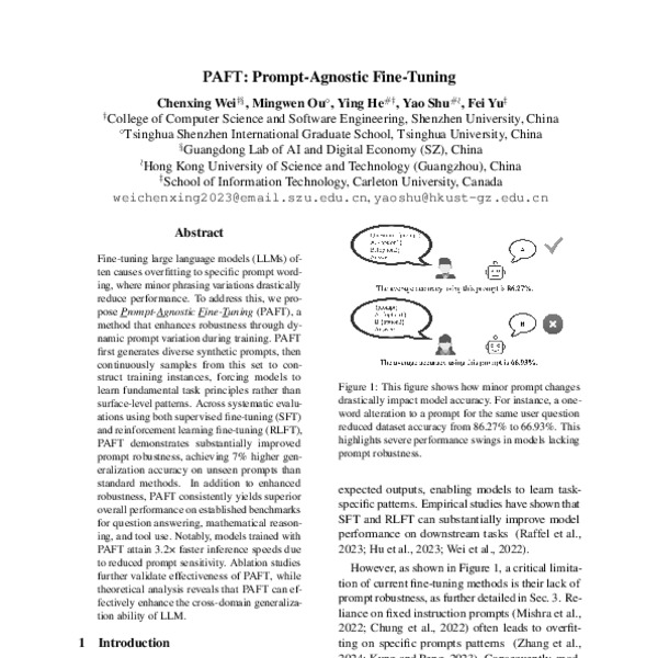 PAFT: Prompt-Agnostic Fine-Tuning - ACL Anthology