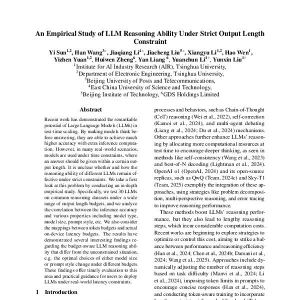 An Empirical Study of LLM Reasoning Ability Under Strict Output Length ...