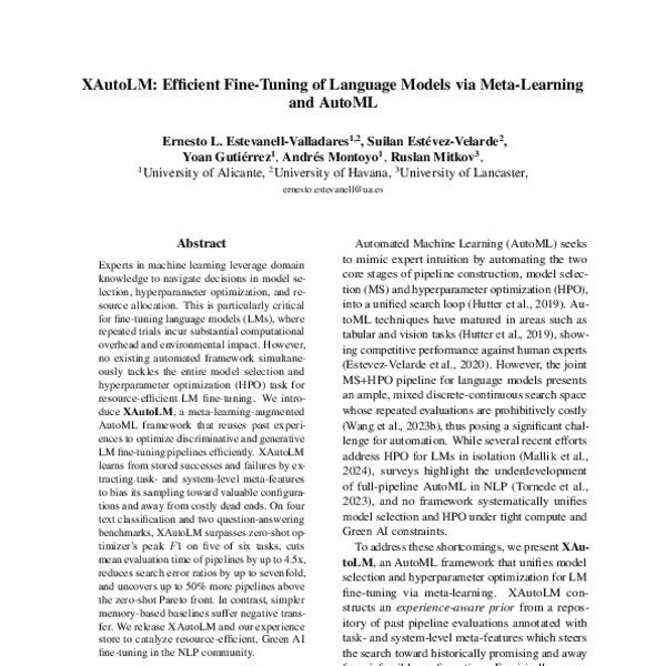 XAutoLM: Efficient Fine-Tuning of Language Models via Meta-Learning and ...