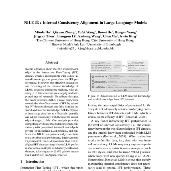 NILE: Internal Consistency Alignment in Large Language Models - ACL ...