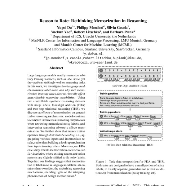 Reason to Rote: Rethinking Memorization in Reasoning - ACL Anthology