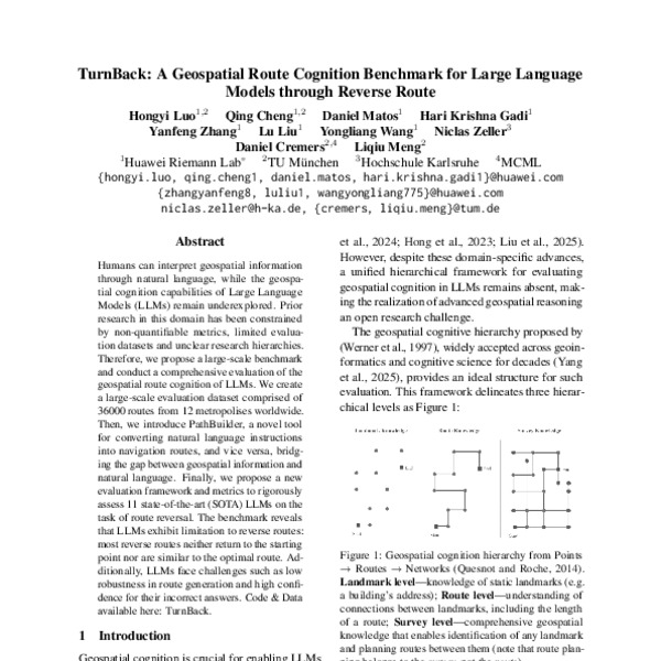 TurnBack: A Geospatial Route Cognition Benchmark for Large Language ...