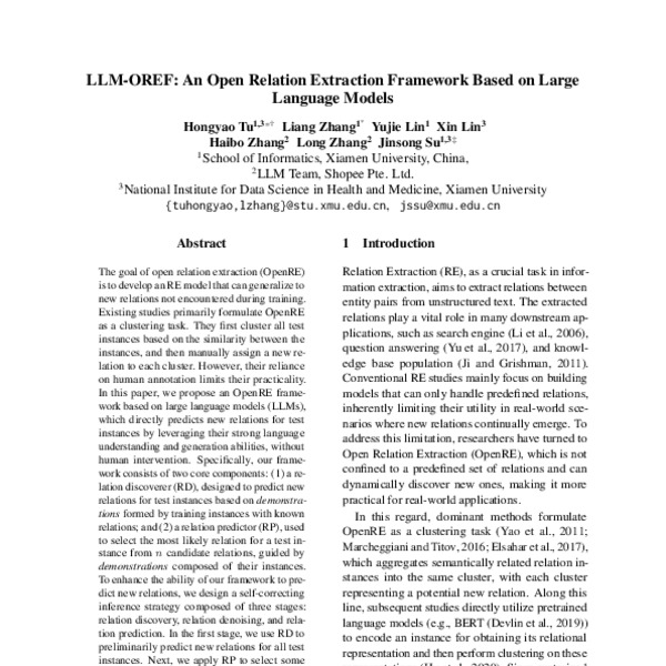 LLM-OREF: An Open Relation Extraction Framework Based on Large Language ...