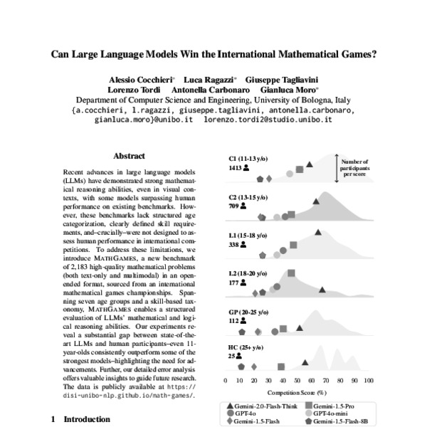 Can Large Language Models Win the International Mathematical Games ...