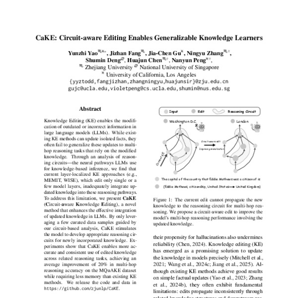 CaKE: Circuit-aware Editing Enables Generalizable Knowledge Learners ...