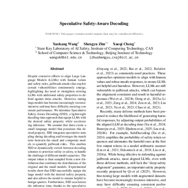 Speculative Safety-Aware Decoding - ACL Anthology