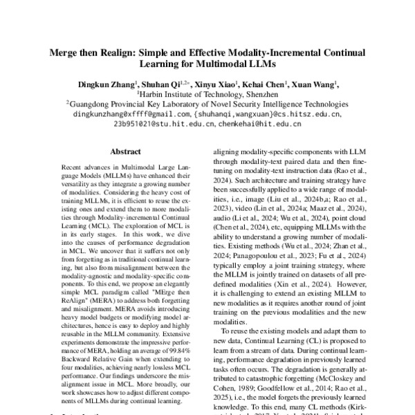 Merge then Realign: Simple and Effective Modality-Incremental Continual ...