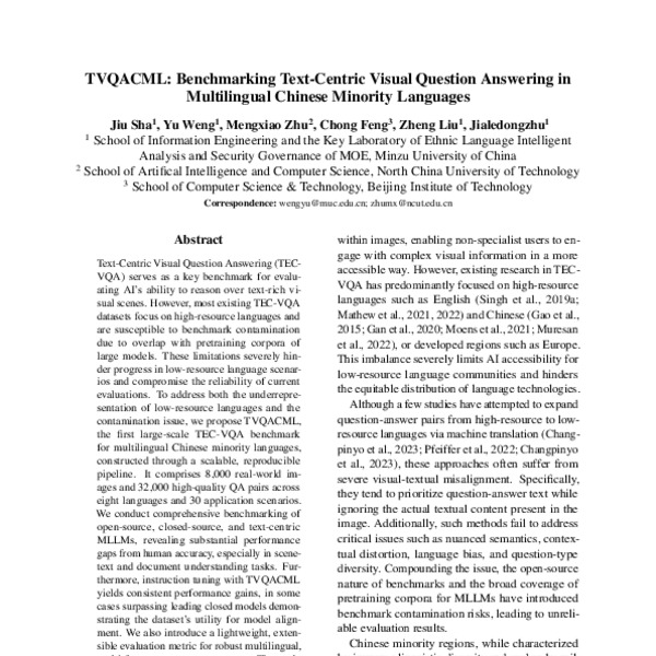 TVQACML: Benchmarking Text-Centric Visual Question Answering in ...