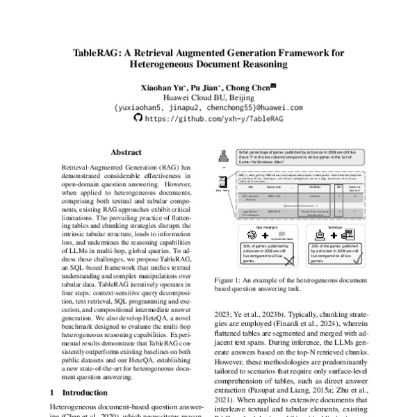 TableRAG: A Retrieval Augmented Generation Framework for Heterogeneous ...
