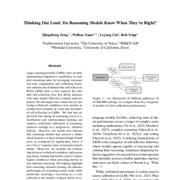 Thinking Out Loud: Do Reasoning Models Know When They’re Right? - ACL ...