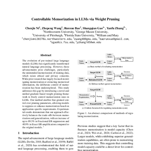 Controllable Memorization in LLMs via Weight Pruning - ACL Anthology