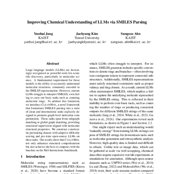Improving Chemical Understanding of LLMs via SMILES Parsing - ACL Anthology