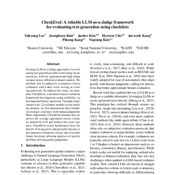 CheckEval: A reliable LLM-as-a-Judge framework for evaluating text ...