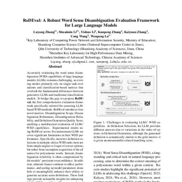 RoDEval: A Robust Word Sense Disambiguation Evaluation Framework for ...