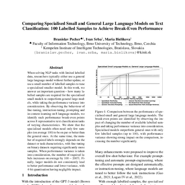 Comparing Specialised Small and General Large Language Models on Text ...