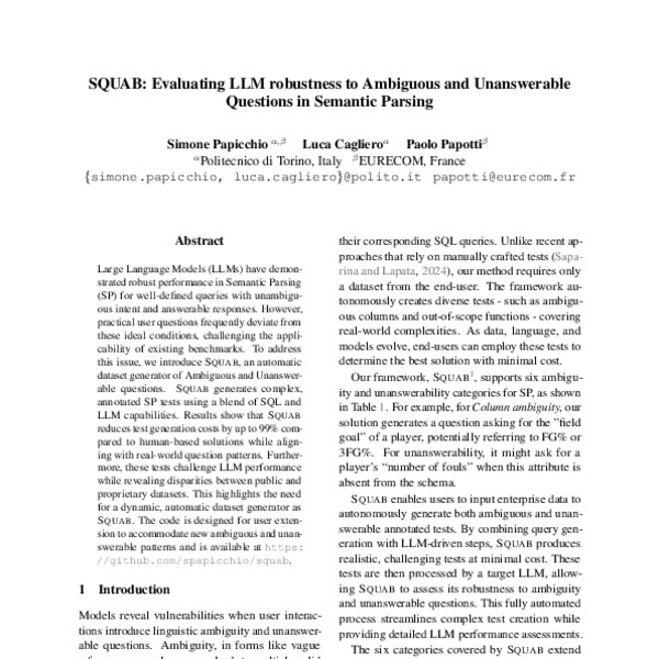 SQUAB: Evaluating LLM robustness to Ambiguous and Unanswerable ...