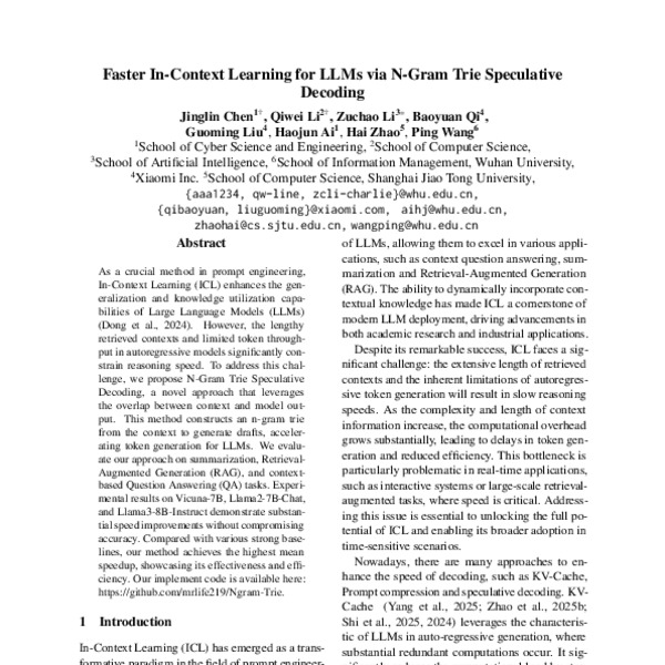 Faster In-Context Learning for LLMs via N-Gram Trie Speculative ...