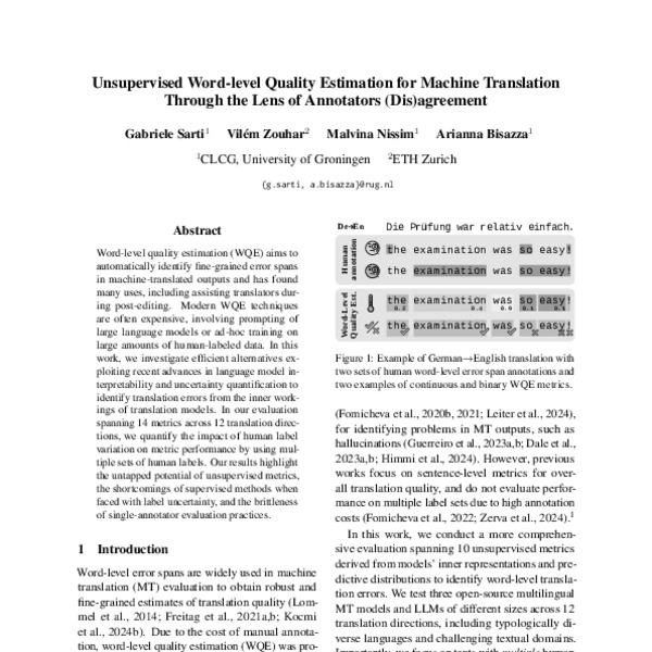 Unsupervised Word-level Quality Estimation for Machine Translation ...