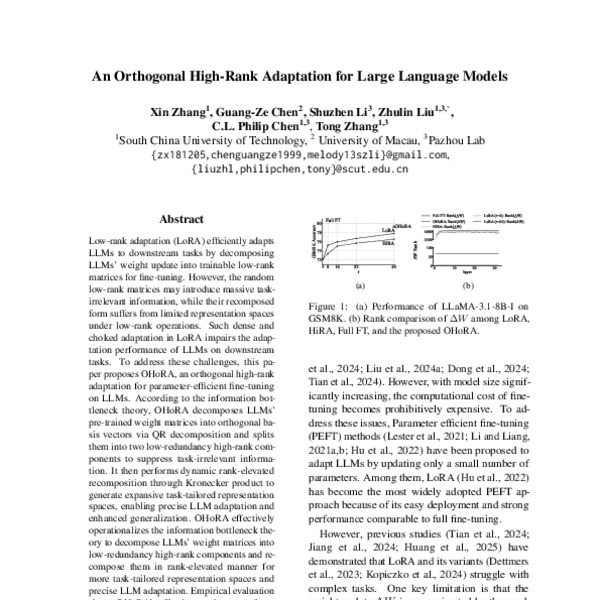 An Orthogonal High-Rank Adaptation for Large Language Models - ACL ...