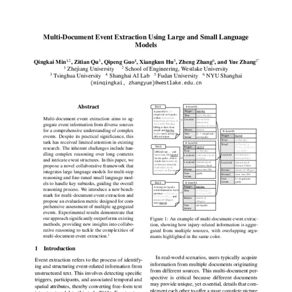 Multi-Document Event Extraction Using Large and Small Language Models ...