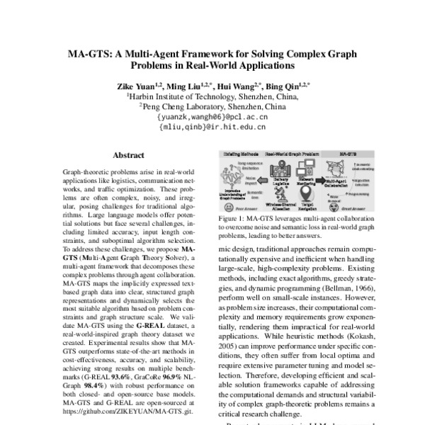 MA-GTS: A Multi-Agent Framework for Solving Complex Graph Problems in ...