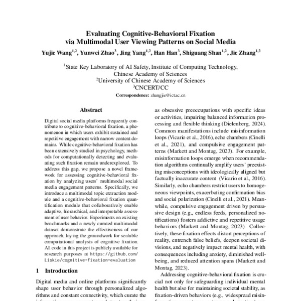 Evaluating Cognitive-Behavioral Fixation via Multimodal User Viewing ...