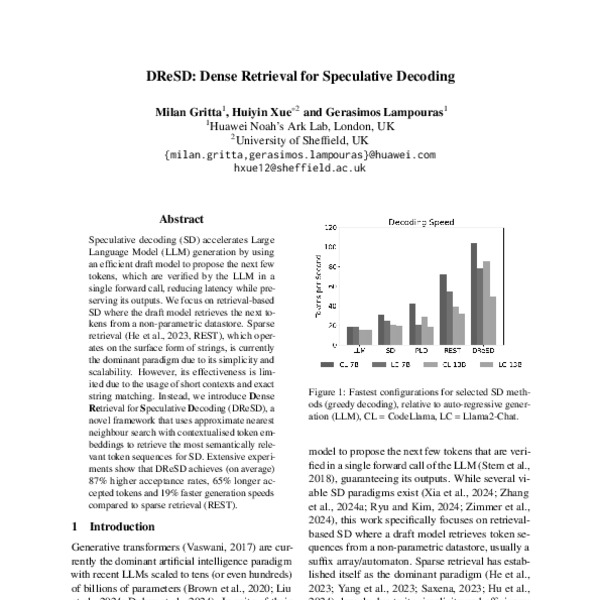 DReSD: Dense Retrieval for Speculative Decoding - ACL Anthology