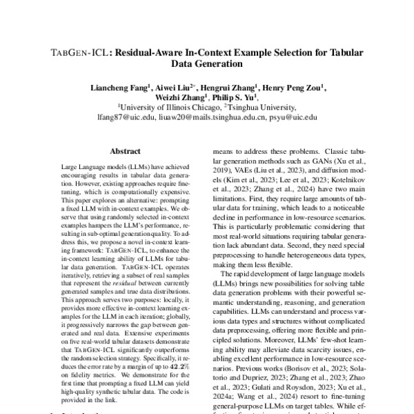 TABGEN-ICL: Residual-Aware In-Context Example Selection for Tabular ...