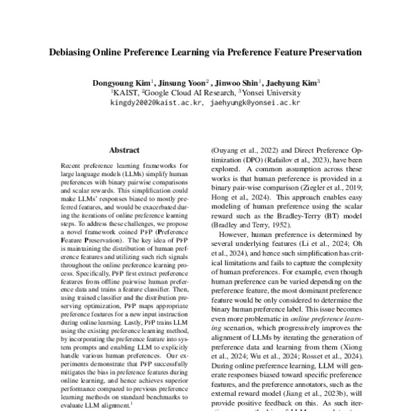 Debiasing Online Preference Learning via Preference Feature ...
