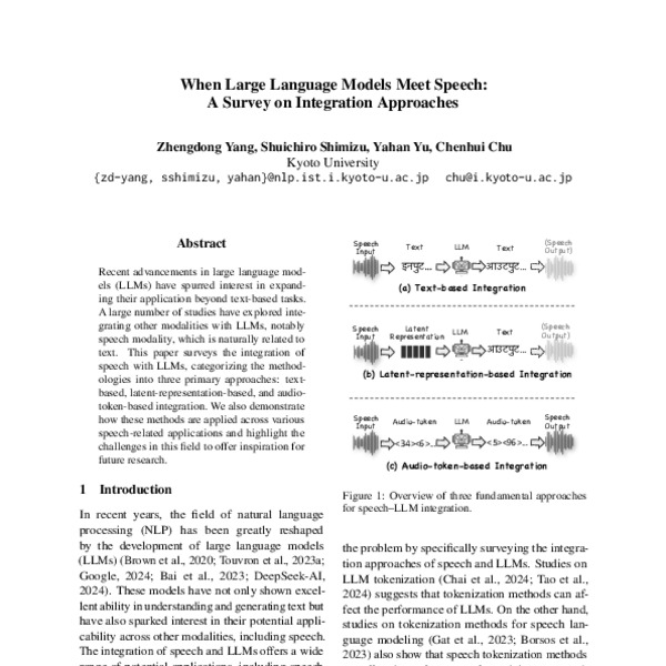 When Large Language Models Meet Speech: A Survey on Integration ...