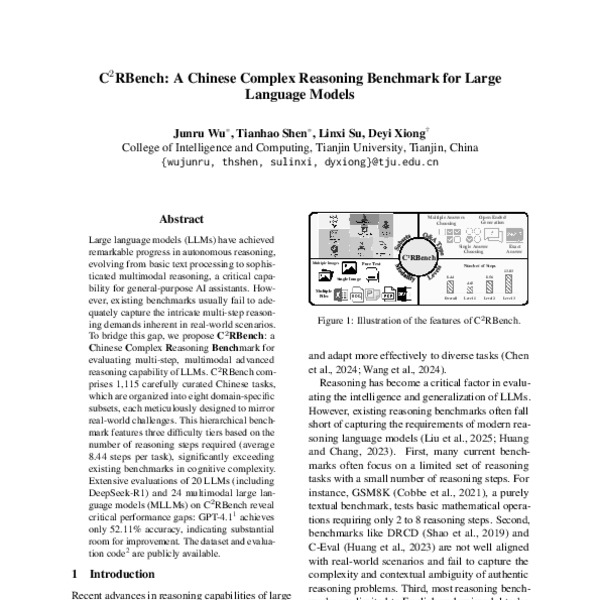 C²RBench: A Chinese Complex Reasoning Benchmark for Large Language ...