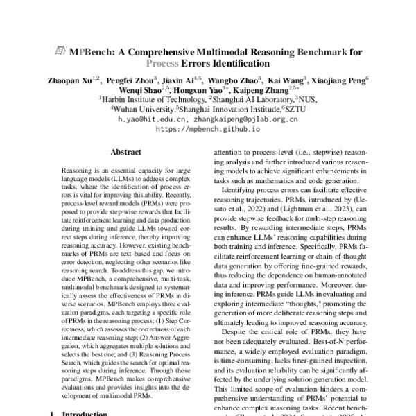 MPBench: A Comprehensive Multimodal Reasoning Benchmark for Process ...