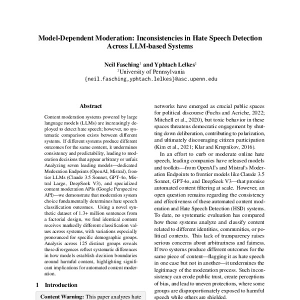 AI Moderation: Inconsistencies in Hate Speech Detection Across LLM-Based Systems