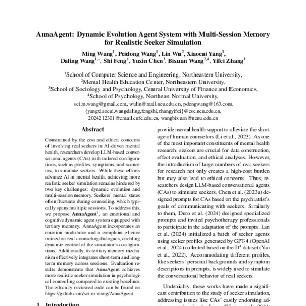 AnnaAgent: Dynamic Evolution Agent System with Multi-Session Memory for ...