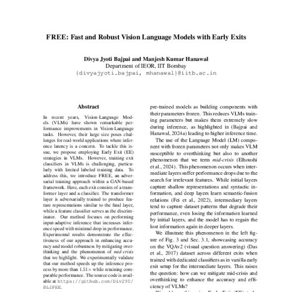 FREE: Fast and Robust Vision Language Models with Early Exits - ACL ...