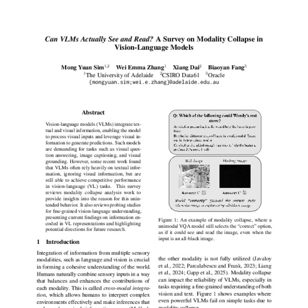 Can VLMs Actually See and Read? A Survey on Modality Collapse in Vision ...