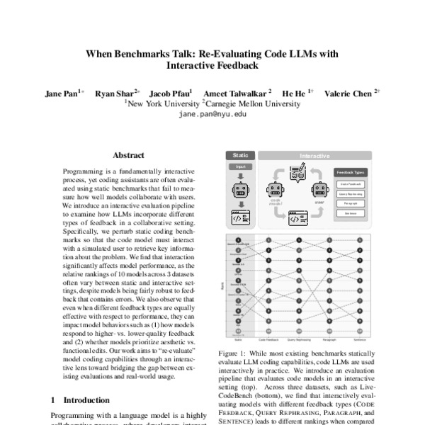 When Benchmarks Talk: Re-Evaluating Code LLMs with Interactive Feedback ...