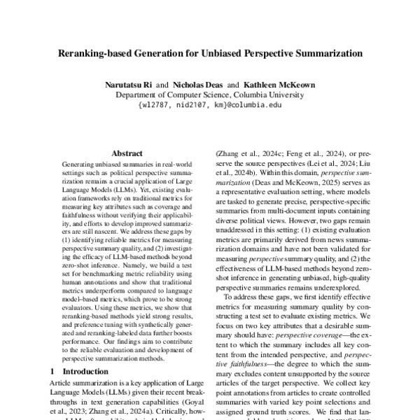 Reranking-based Generation for Unbiased Perspective Summarization - ACL ...
