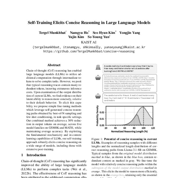 Self-Training Elicits Concise Reasoning in Large Language Models - ACL ...