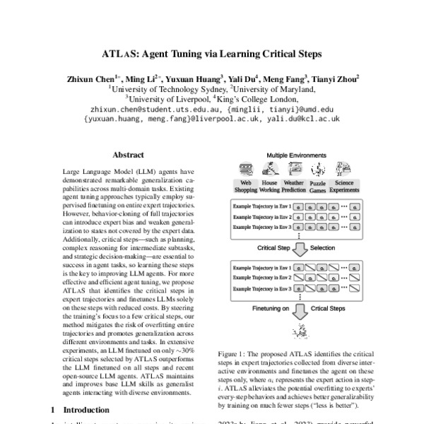 ATLAS: Agent Tuning via Learning Critical Steps - ACL Anthology