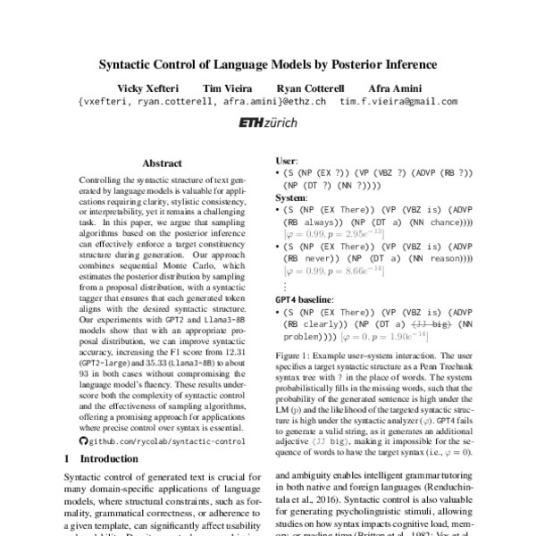 Syntactic Control of Language Models by Posterior Inference - ACL Anthology