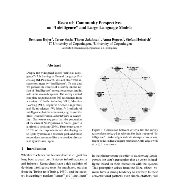 Research Community Perspectives on “Intelligence” and Large Language ...