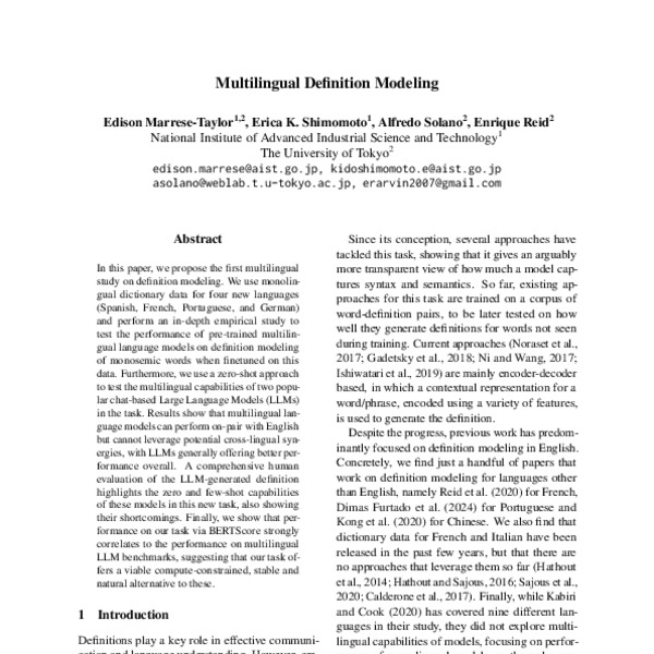 Multilingual Definition Modeling - ACL Anthology
