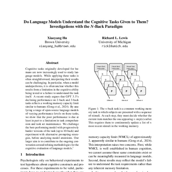 Do Language Models Understand the Cognitive Tasks Given to Them ...